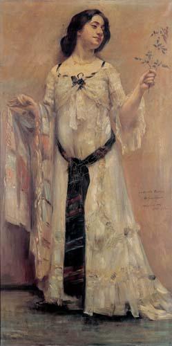 Lovis Corinth Portrait of Charlotte Berend-Corinth in a white dress